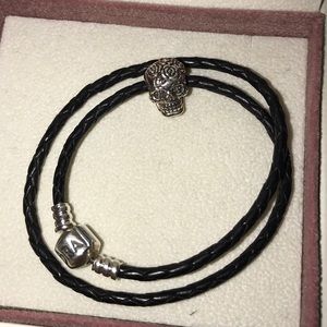 Pandora Jewelry - Pandora Leather Wrap Bracelet w/charm Pandora Jewelry - Pandora Leather Wrap Bracelet w/charm
